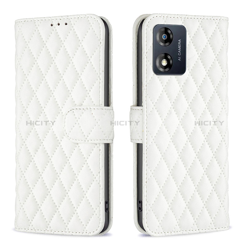 Coque Portefeuille Livre Cuir Etui Clapet B11F pour Motorola Moto E13 Blanc Plus