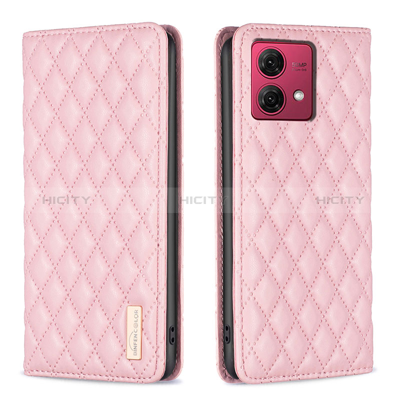 Coque Portefeuille Livre Cuir Etui Clapet B11F pour Motorola Moto G84 5G Or Rose Plus