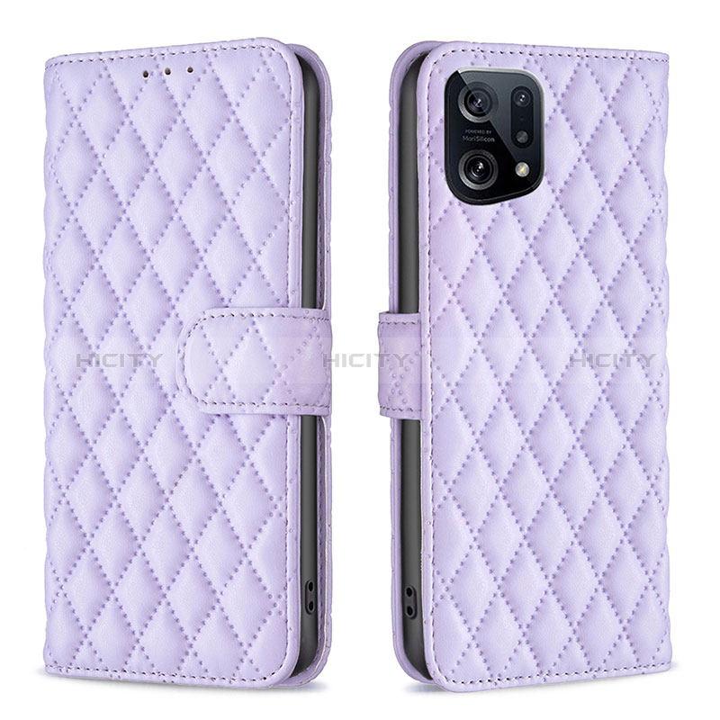 Coque Portefeuille Livre Cuir Etui Clapet B11F pour Oppo Find X5 5G Violet Plus