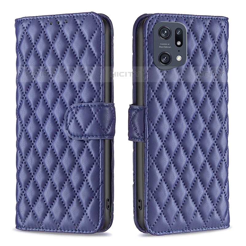 Coque Portefeuille Livre Cuir Etui Clapet B11F pour Oppo Find X5 Pro 5G Bleu Plus