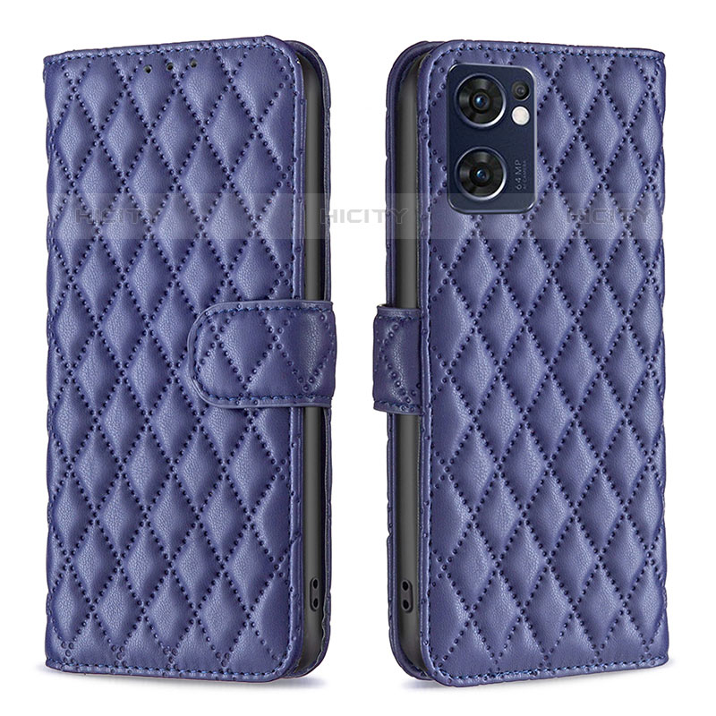 Coque Portefeuille Livre Cuir Etui Clapet B11F pour Oppo Reno7 5G Bleu Plus