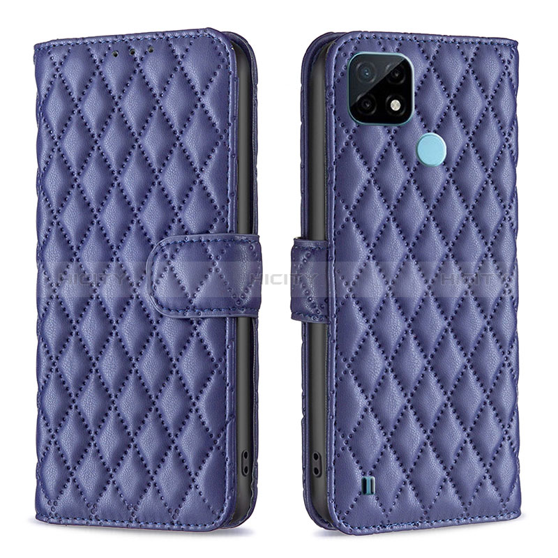 Coque Portefeuille Livre Cuir Etui Clapet B11F pour Realme C21 Bleu Plus