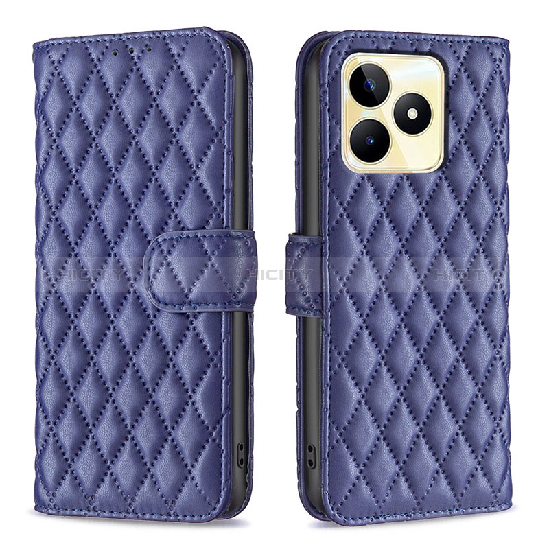 Coque Portefeuille Livre Cuir Etui Clapet B11F pour Realme C53 Bleu Plus