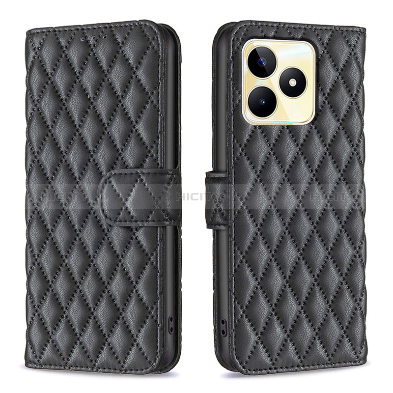 Coque Portefeuille Livre Cuir Etui Clapet B11F pour Realme C53 Noir Plus