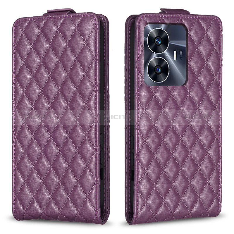 Coque Portefeuille Livre Cuir Etui Clapet B11F pour Realme C55 Violet Plus