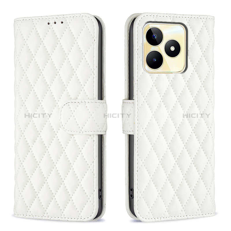 Coque Portefeuille Livre Cuir Etui Clapet B11F pour Realme C67 Blanc Plus