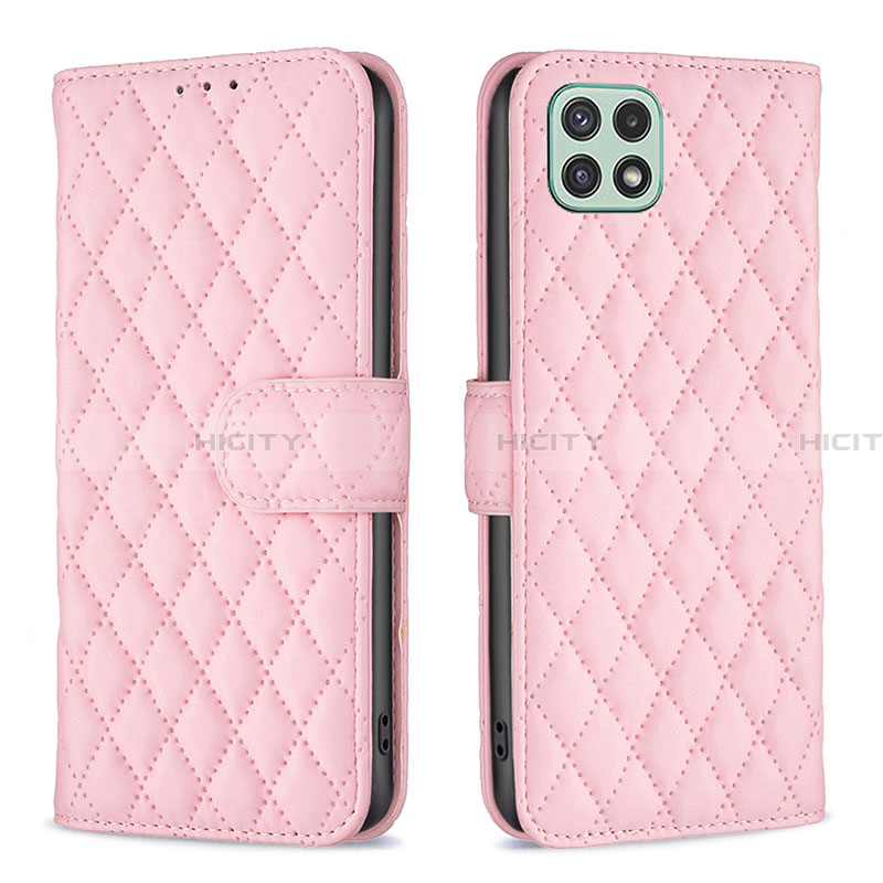 Coque Portefeuille Livre Cuir Etui Clapet B11F pour Samsung Galaxy A22 5G Or Rose Plus