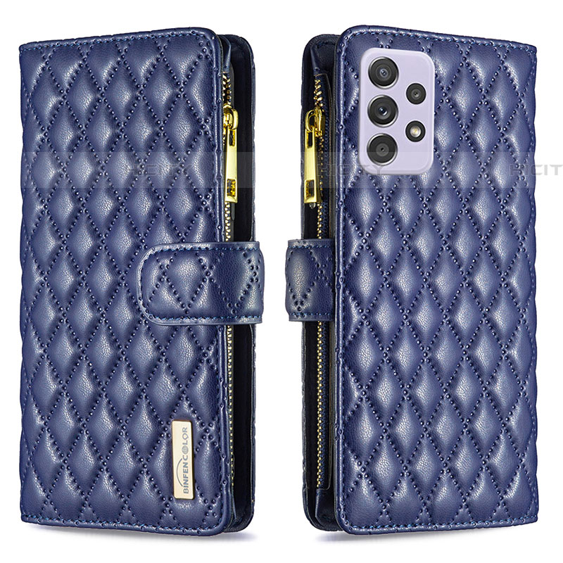 Coque Portefeuille Livre Cuir Etui Clapet B11F pour Samsung Galaxy A52 5G Bleu Plus