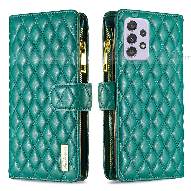 Coque Portefeuille Livre Cuir Etui Clapet B11F pour Samsung Galaxy A52 5G Vert Plus