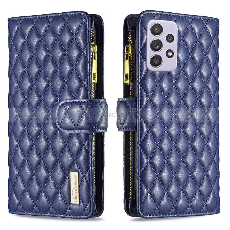 Coque Portefeuille Livre Cuir Etui Clapet B11F pour Samsung Galaxy A52s 5G Bleu Plus