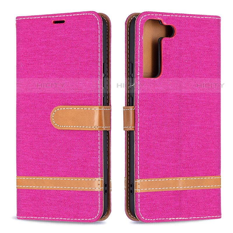 Coque Portefeuille Livre Cuir Etui Clapet B11F pour Samsung Galaxy S22 5G Rose Rouge Plus