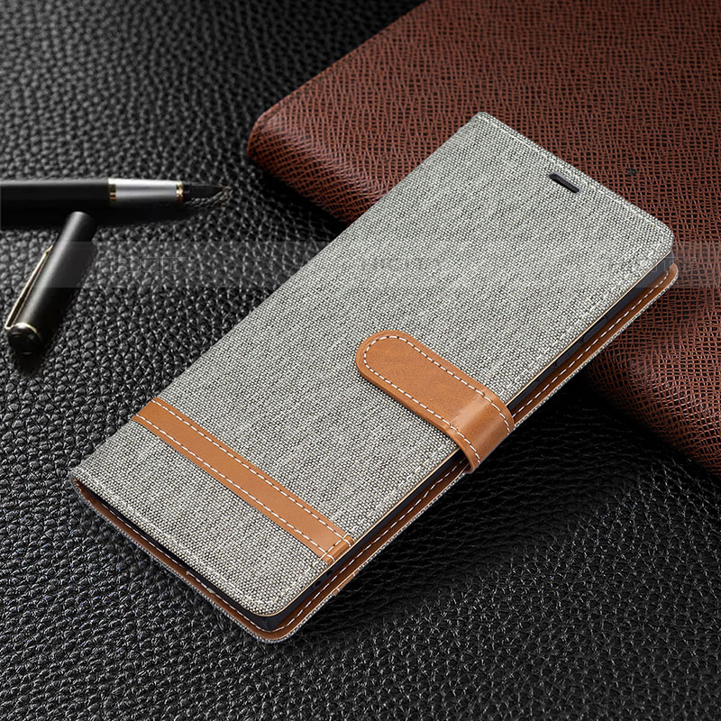 Coque Portefeuille Livre Cuir Etui Clapet B11F pour Samsung Galaxy S23 Ultra 5G Gris Plus