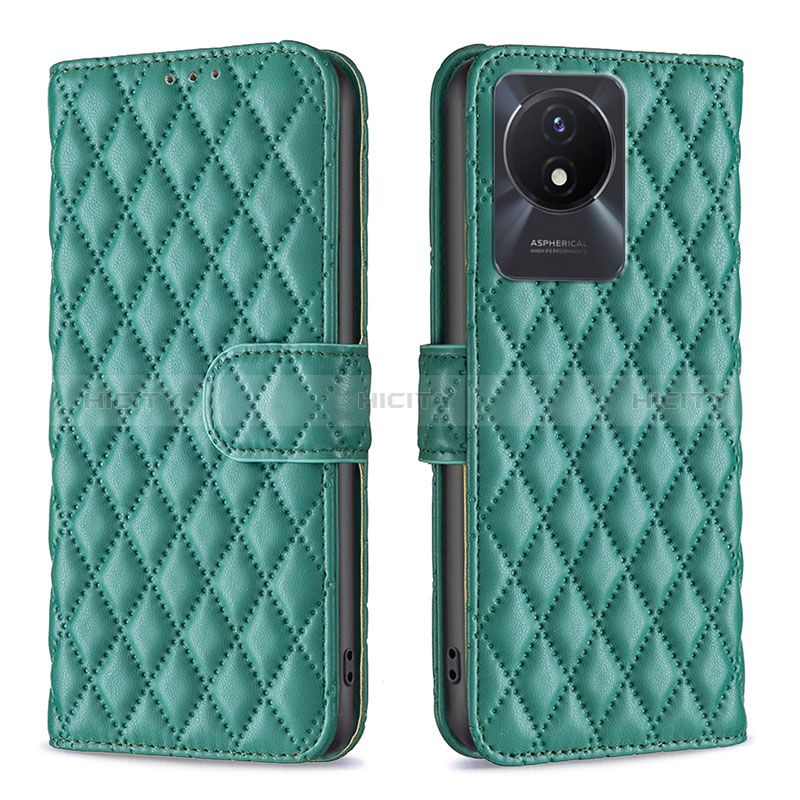 Coque Portefeuille Livre Cuir Etui Clapet B11F pour Vivo Y02A Vert Plus