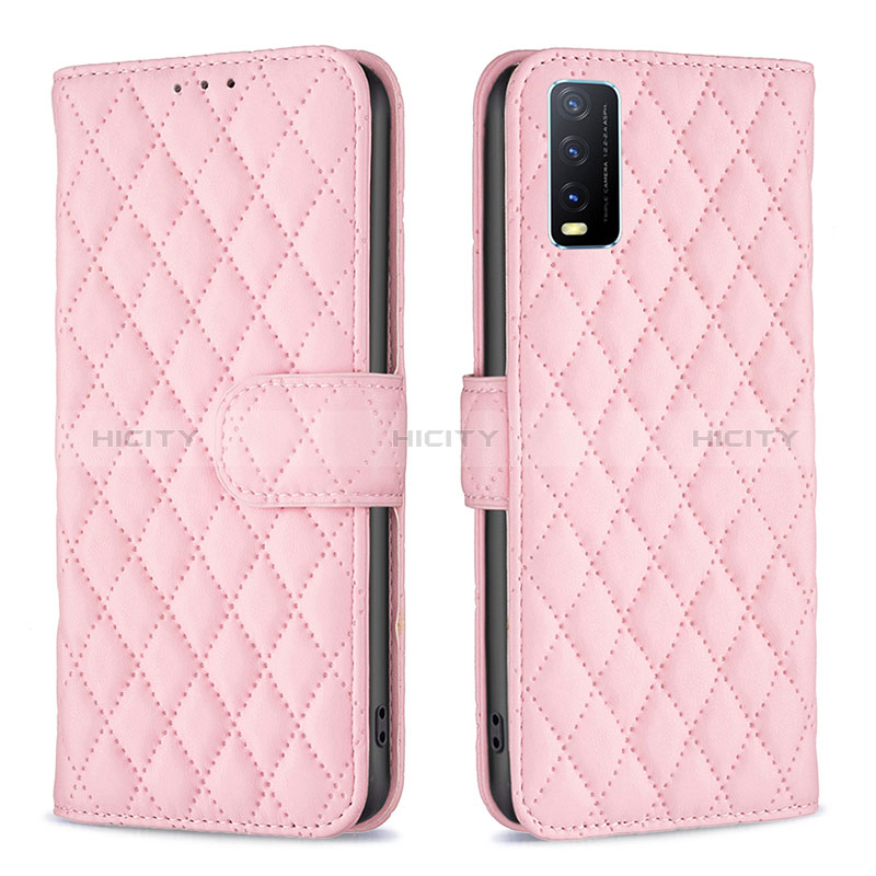 Coque Portefeuille Livre Cuir Etui Clapet B11F pour Vivo Y20s G Or Rose Plus