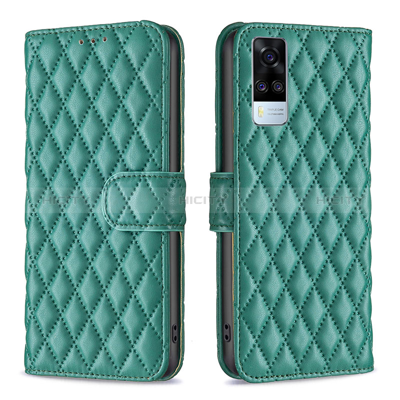 Coque Portefeuille Livre Cuir Etui Clapet B11F pour Vivo Y31 (2021) Vert Plus