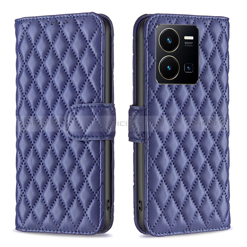 Coque Portefeuille Livre Cuir Etui Clapet B11F pour Vivo Y35 4G Bleu Plus