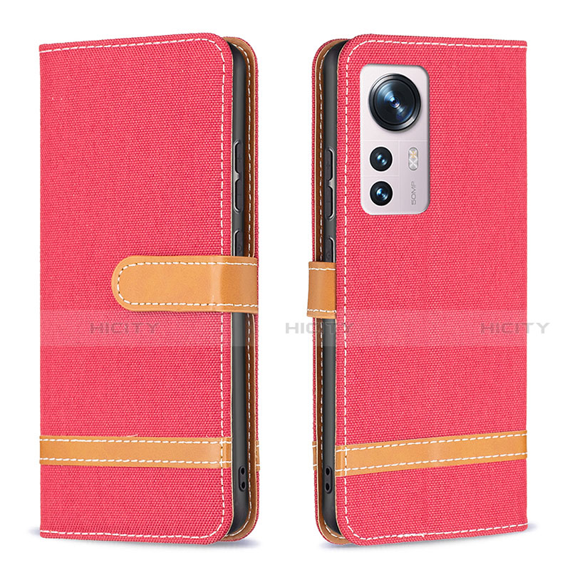 Coque Portefeuille Livre Cuir Etui Clapet B11F pour Xiaomi Mi 12 5G Rouge Plus