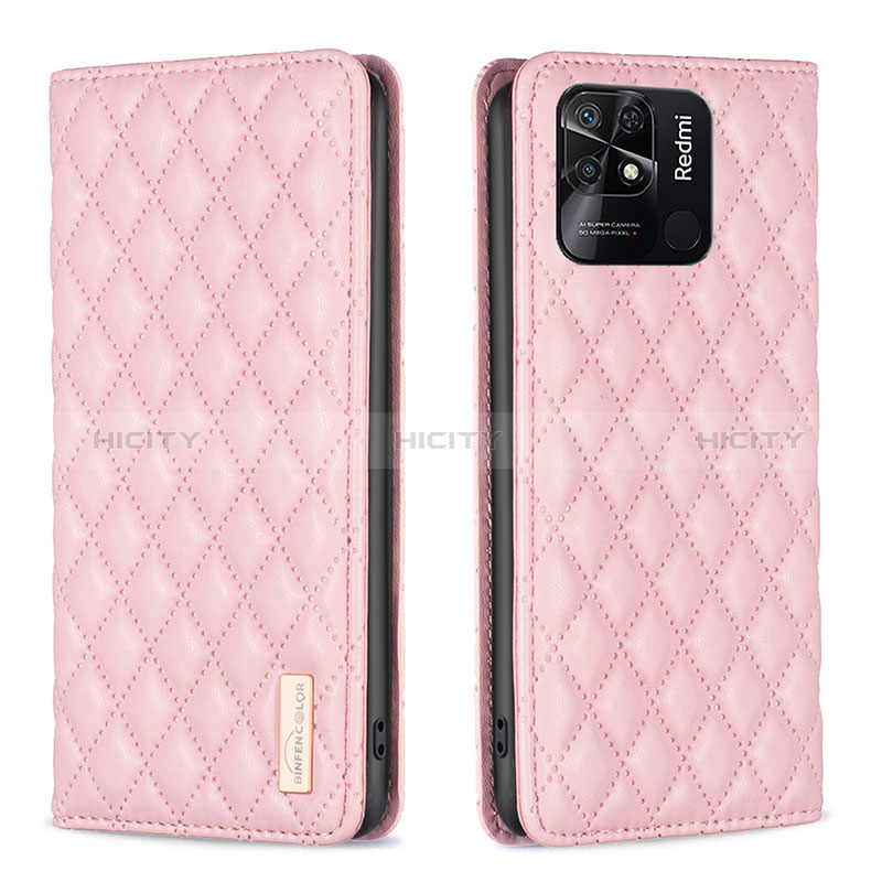 Coque Portefeuille Livre Cuir Etui Clapet B11F pour Xiaomi Redmi 10 India Or Rose Plus