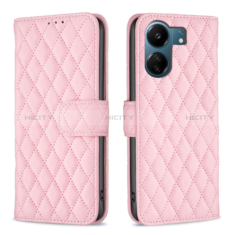 Coque Portefeuille Livre Cuir Etui Clapet B11F pour Xiaomi Redmi 13C Or Rose Plus