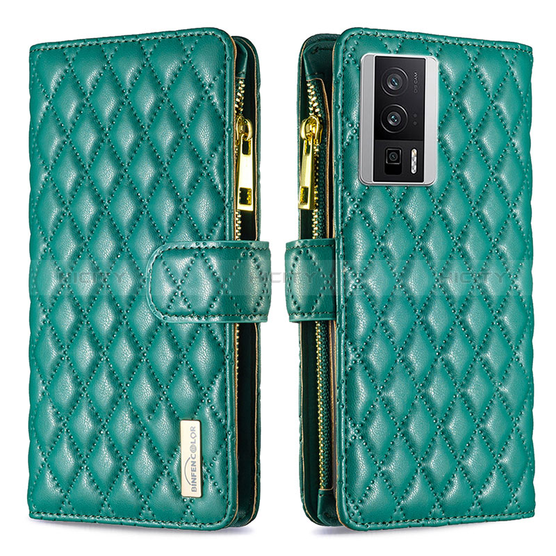 Coque Portefeuille Livre Cuir Etui Clapet B11F pour Xiaomi Redmi K60 5G Vert Plus