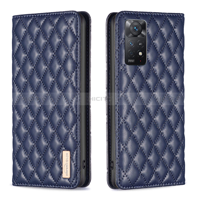 Coque Portefeuille Livre Cuir Etui Clapet B11F pour Xiaomi Redmi Note 11 Pro 4G Bleu Plus