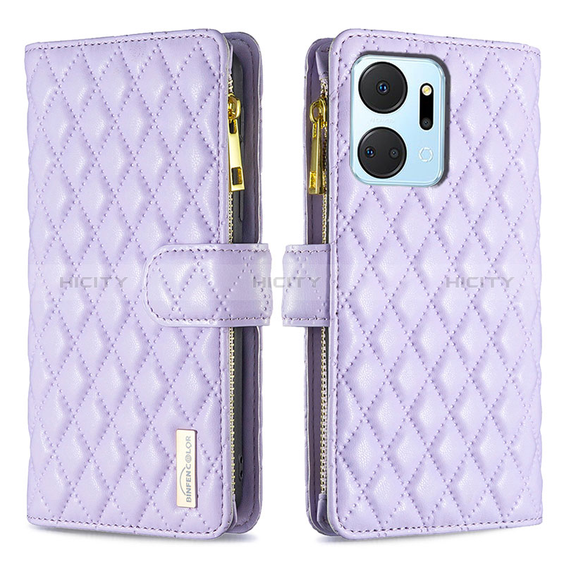 Coque Portefeuille Livre Cuir Etui Clapet B12F pour Huawei Honor X7a Violet Plus