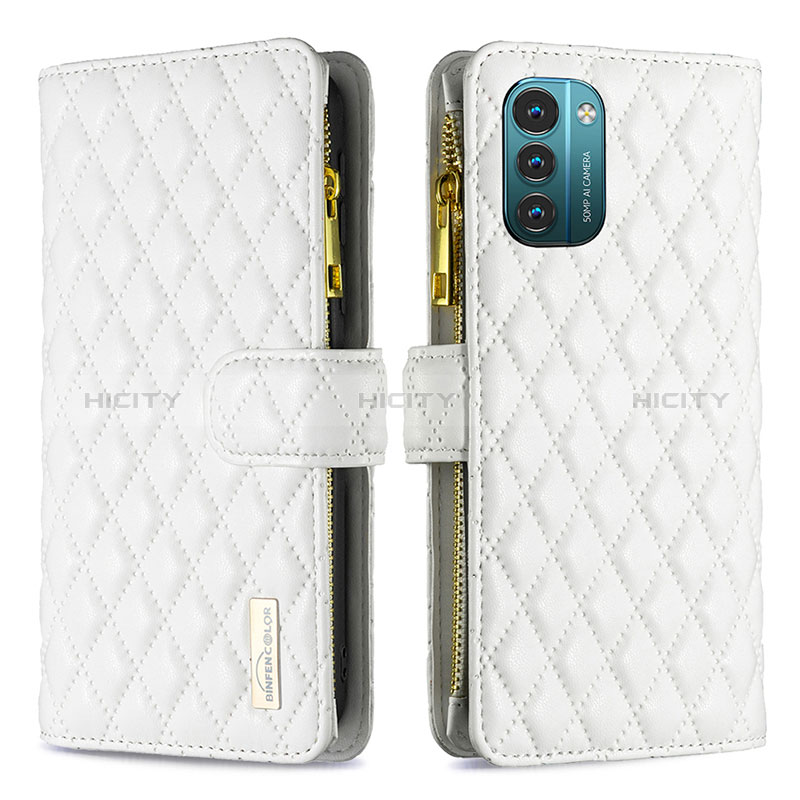 Coque Portefeuille Livre Cuir Etui Clapet B12F pour Nokia G11 Blanc Plus