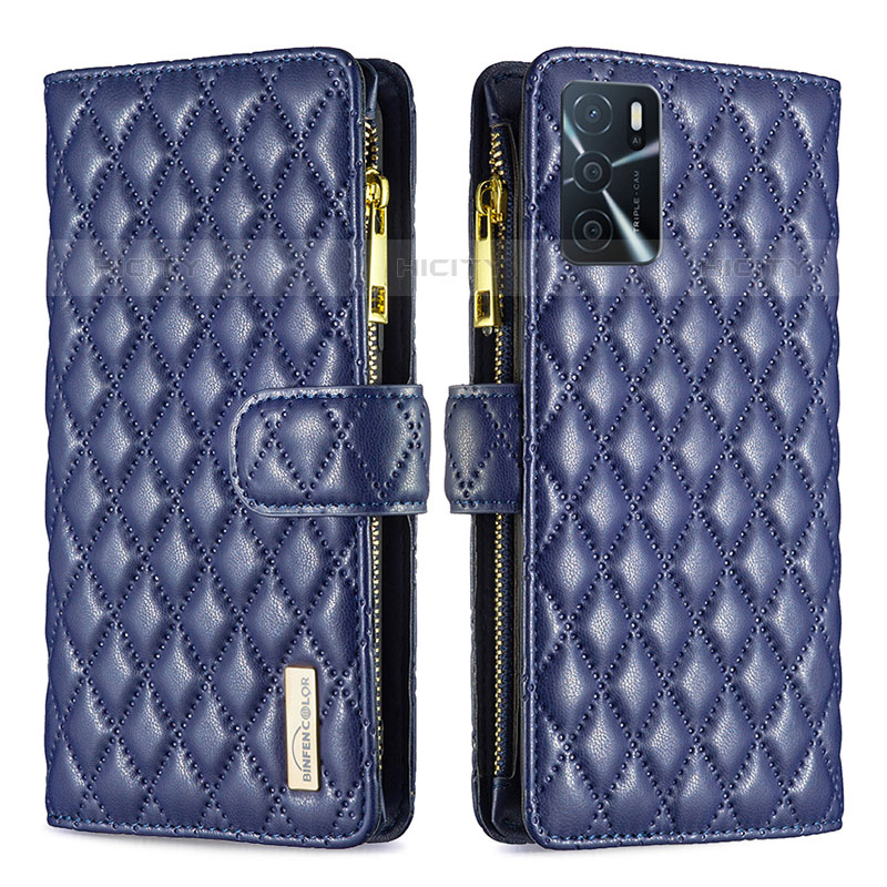 Coque Portefeuille Livre Cuir Etui Clapet B12F pour Oppo A16s Bleu Plus