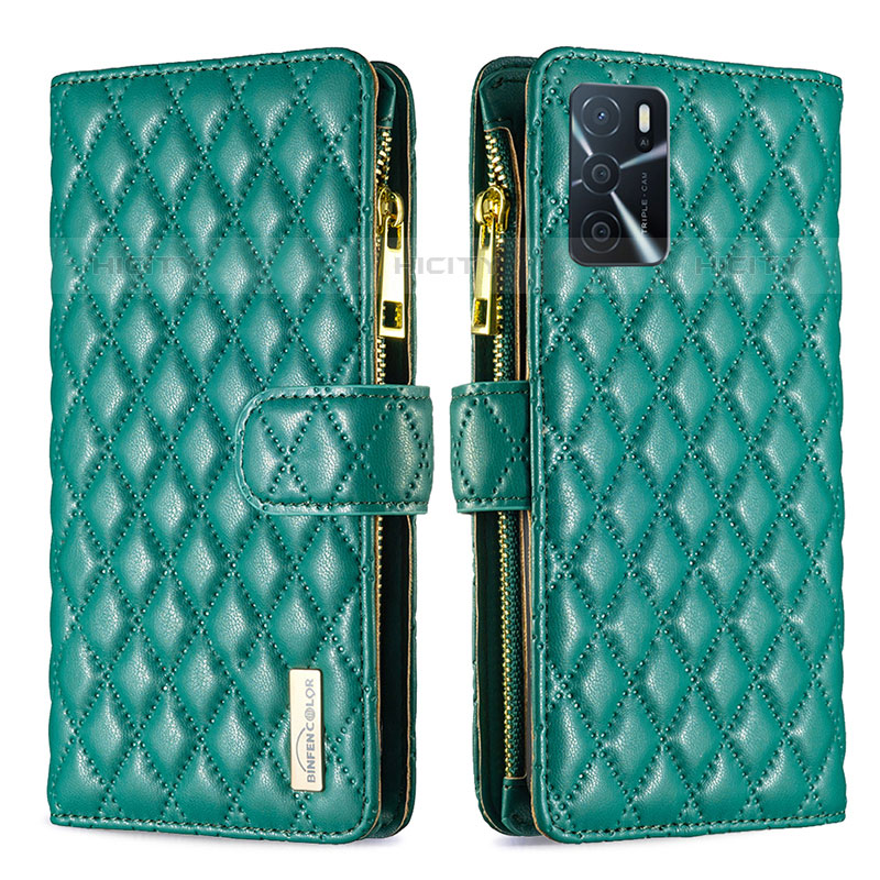 Coque Portefeuille Livre Cuir Etui Clapet B12F pour Oppo A54s Vert Plus