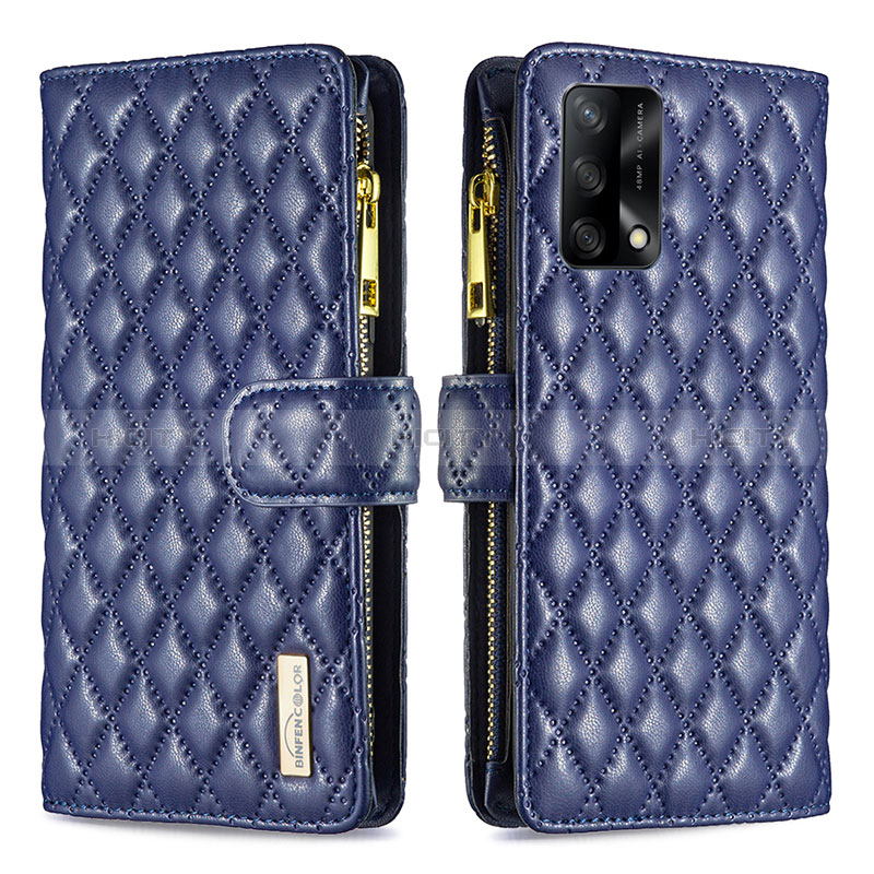 Coque Portefeuille Livre Cuir Etui Clapet B12F pour Oppo A95 4G Bleu Plus