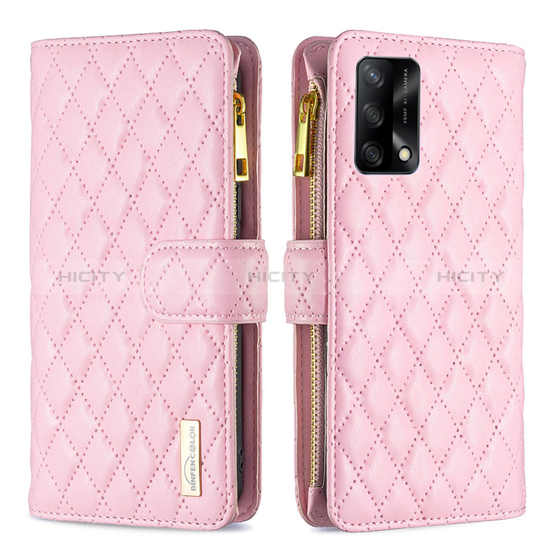 Coque Portefeuille Livre Cuir Etui Clapet B12F pour Oppo A95 4G Or Rose Plus