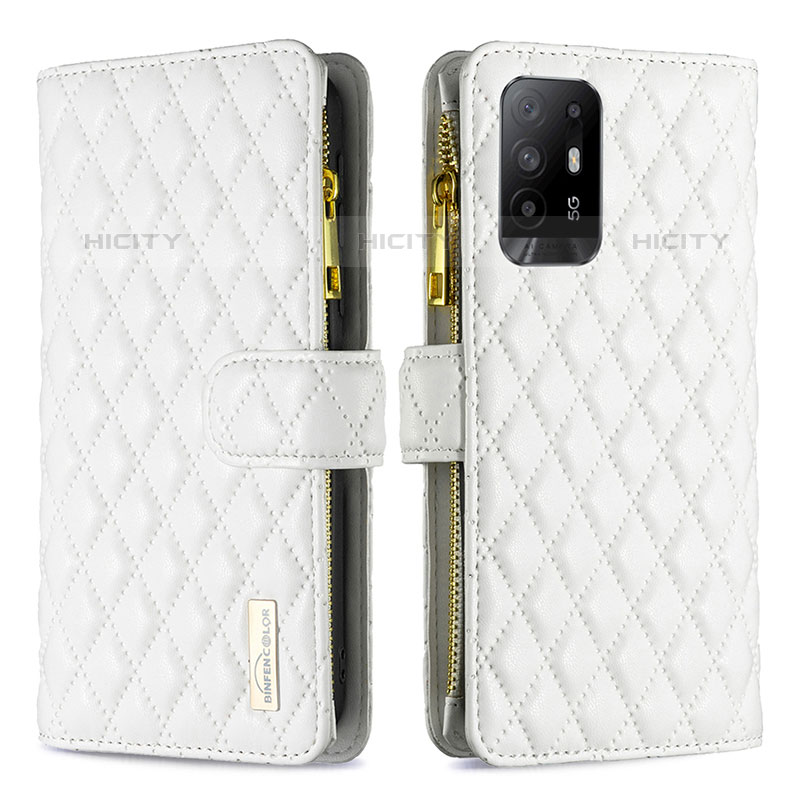 Coque Portefeuille Livre Cuir Etui Clapet B12F pour Oppo A95 5G Blanc Plus