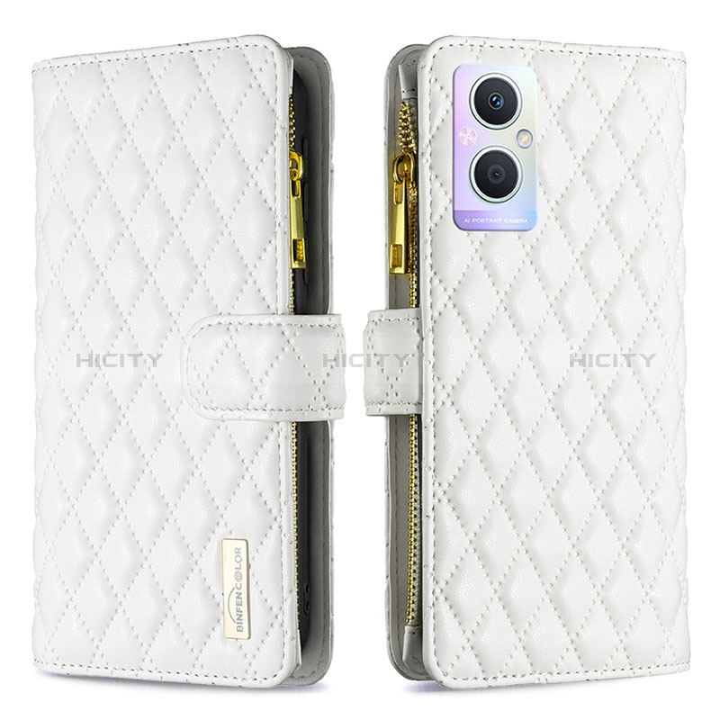 Coque Portefeuille Livre Cuir Etui Clapet B12F pour Oppo A96 5G Blanc Plus