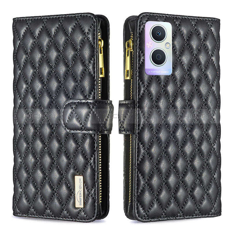 Coque Portefeuille Livre Cuir Etui Clapet B12F pour Oppo A96 5G Noir Plus