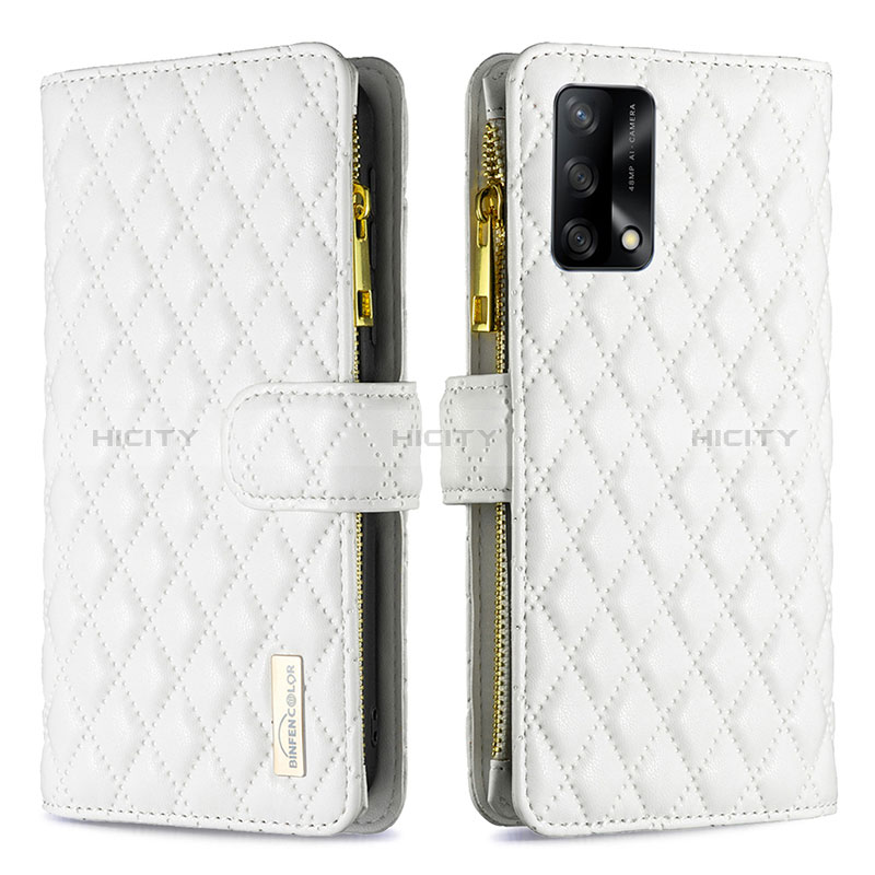 Coque Portefeuille Livre Cuir Etui Clapet B12F pour Oppo F19 Blanc Plus