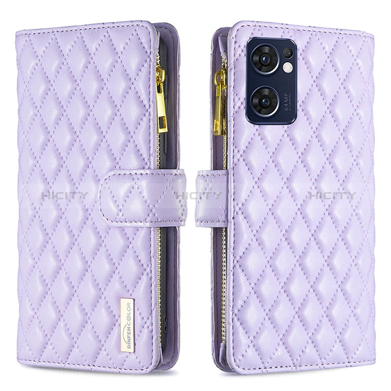 Coque Portefeuille Livre Cuir Etui Clapet B12F pour Oppo Find X5 Lite 5G Violet Plus