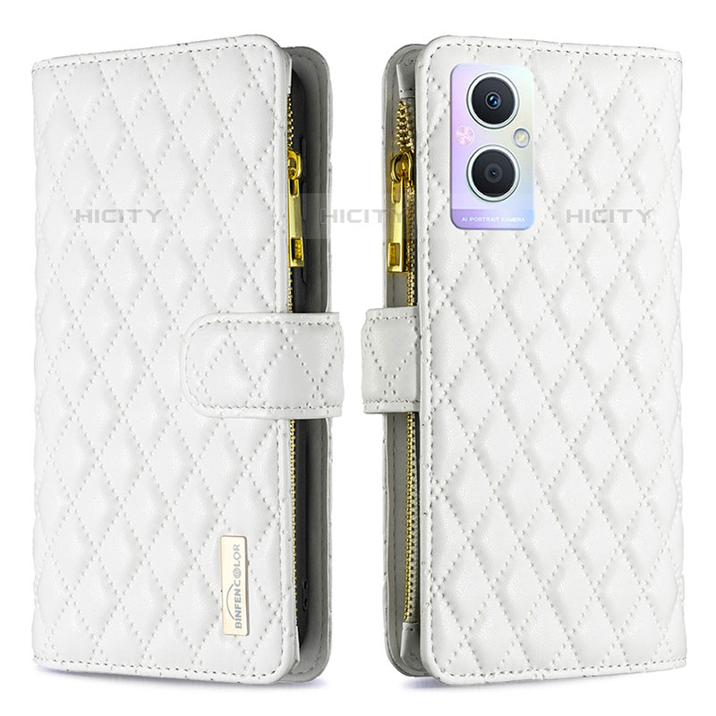 Coque Portefeuille Livre Cuir Etui Clapet B12F pour Oppo Reno7 Lite 5G Blanc Plus