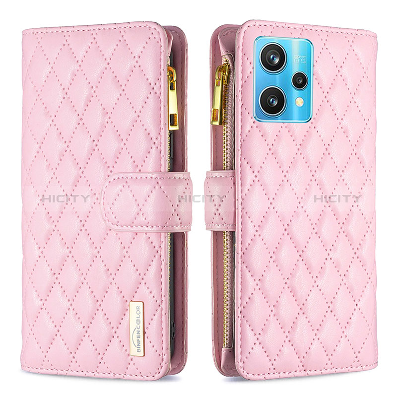 Coque Portefeuille Livre Cuir Etui Clapet B12F pour Realme 9 4G Or Rose Plus