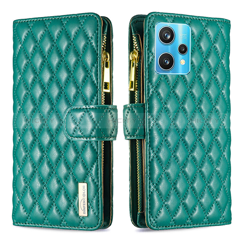 Coque Portefeuille Livre Cuir Etui Clapet B12F pour Realme 9 4G Vert Plus