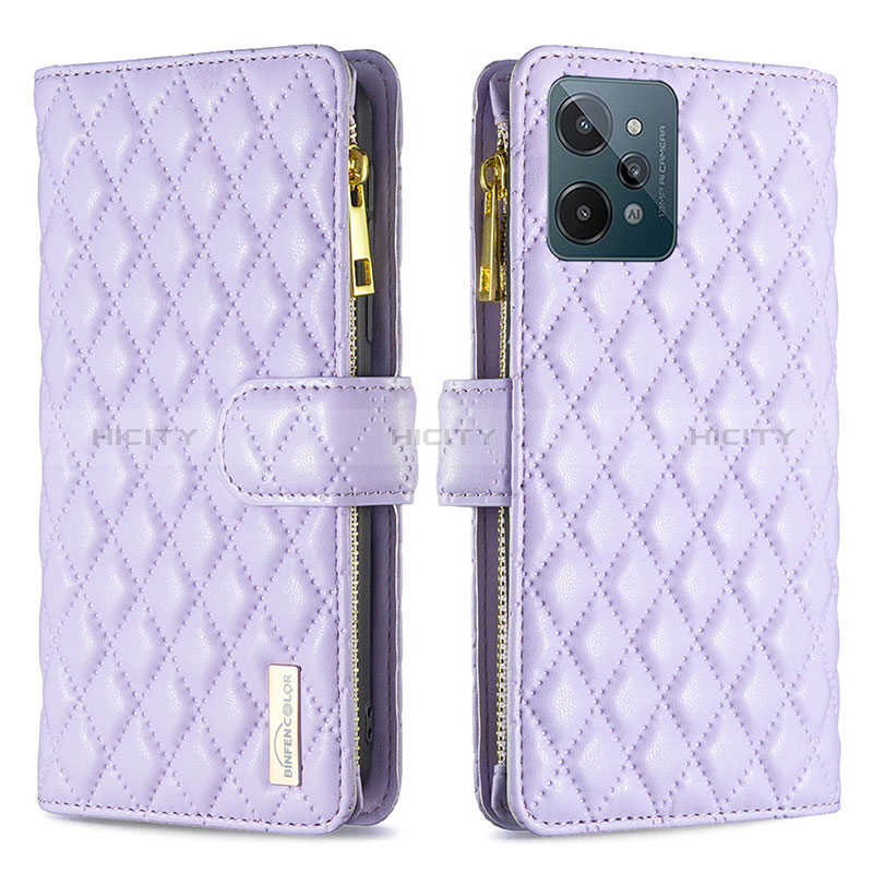 Coque Portefeuille Livre Cuir Etui Clapet B12F pour Realme C31 Violet Plus