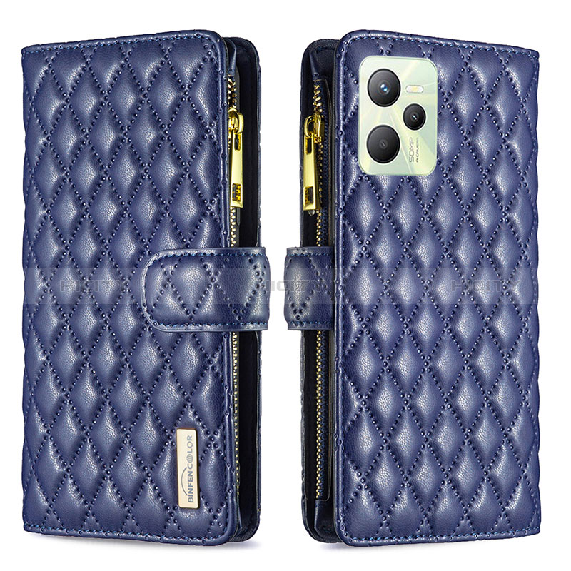 Coque Portefeuille Livre Cuir Etui Clapet B12F pour Realme C35 Bleu Plus