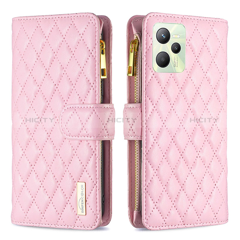 Coque Portefeuille Livre Cuir Etui Clapet B12F pour Realme C35 Or Rose Plus