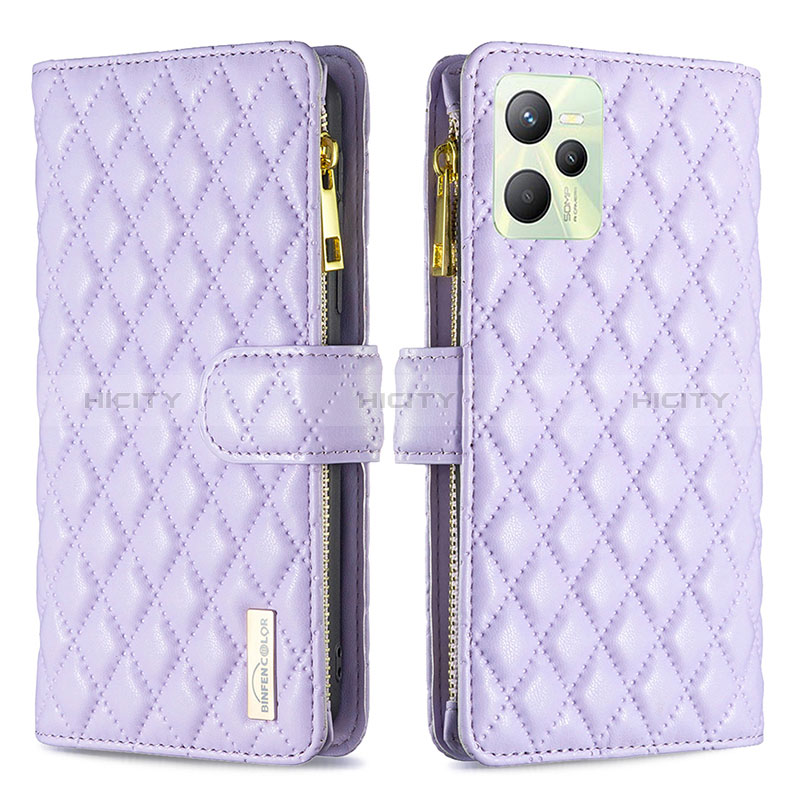 Coque Portefeuille Livre Cuir Etui Clapet B12F pour Realme C35 Violet Plus