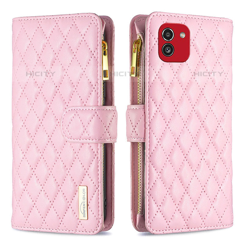 Coque Portefeuille Livre Cuir Etui Clapet B12F pour Samsung Galaxy A03 Or Rose Plus