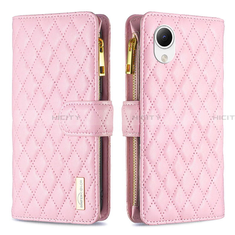 Coque Portefeuille Livre Cuir Etui Clapet B12F pour Samsung Galaxy A23 5G SC-56C Or Rose Plus