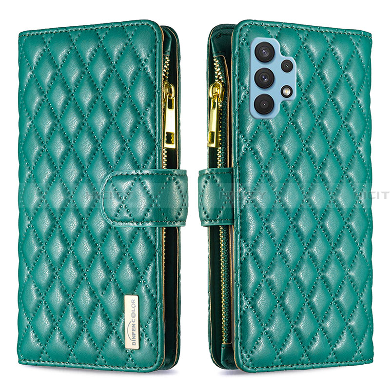 Coque Portefeuille Livre Cuir Etui Clapet B12F pour Samsung Galaxy A32 5G Vert Plus