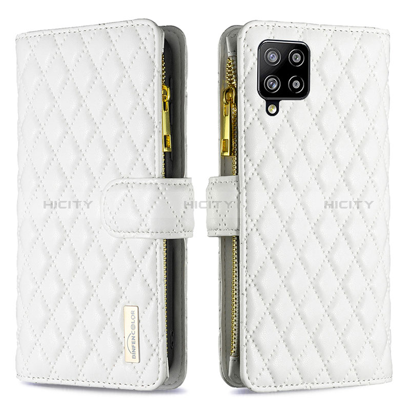 Coque Portefeuille Livre Cuir Etui Clapet B12F pour Samsung Galaxy A42 5G Blanc Plus