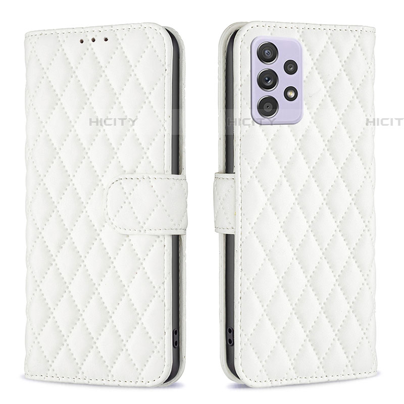 Coque Portefeuille Livre Cuir Etui Clapet B12F pour Samsung Galaxy A52 4G Blanc Plus