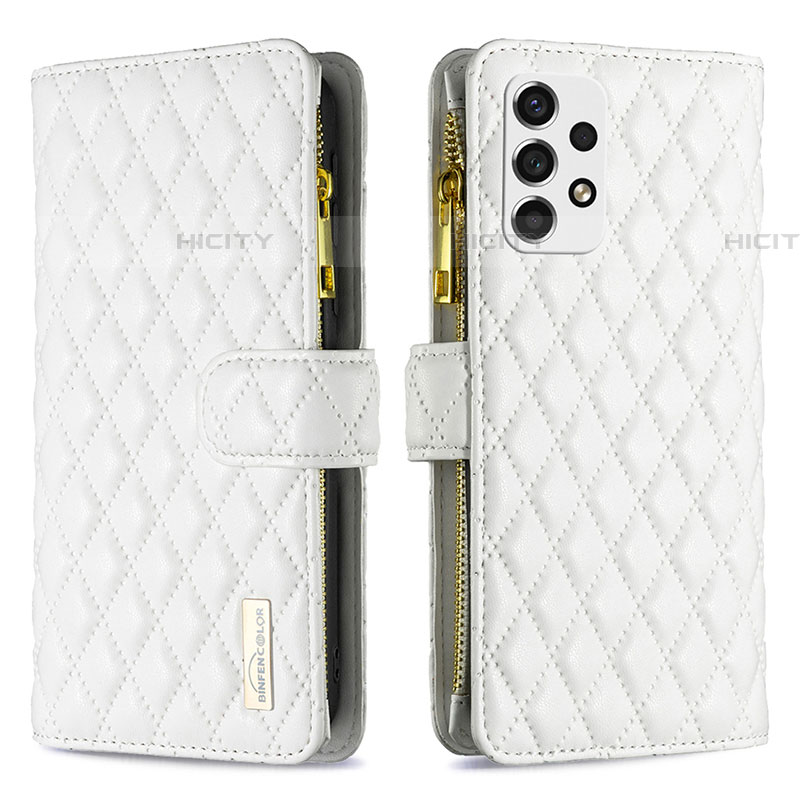 Coque Portefeuille Livre Cuir Etui Clapet B12F pour Samsung Galaxy A53 5G Blanc Plus