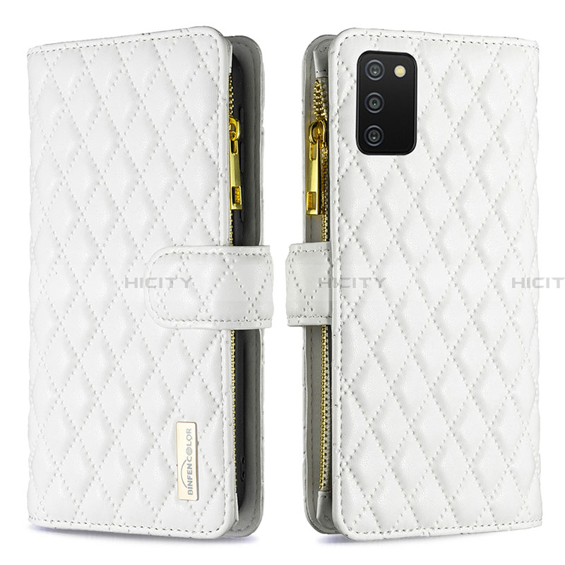 Coque Portefeuille Livre Cuir Etui Clapet B12F pour Samsung Galaxy F02S SM-E025F Blanc Plus